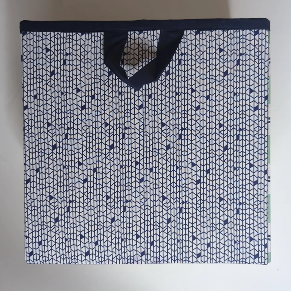 Bacati Storage Bin Box 10x10x10 Noah Tribal Mint Navy Blue Green